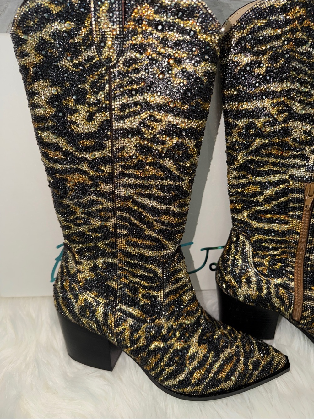 Betsey Johnson zebra stripe boots - Picture 3 of 7